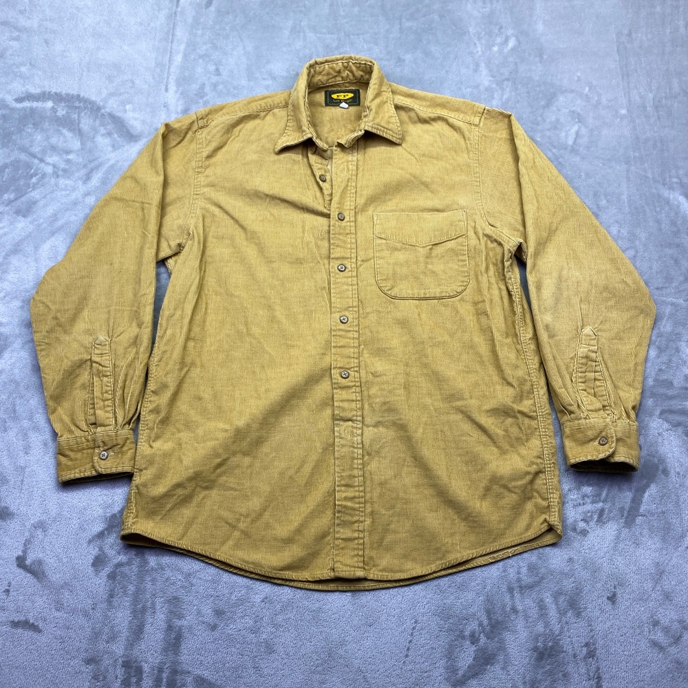 VTG Free People Mustard Yellow Corduroy Button Down‎ Shirt Sz M Western Preppy